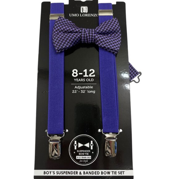 Bow Tie and Suspender Set - Boys SZ- 8-12 Years - NWT - Purple & Black - Picture 2 of 7